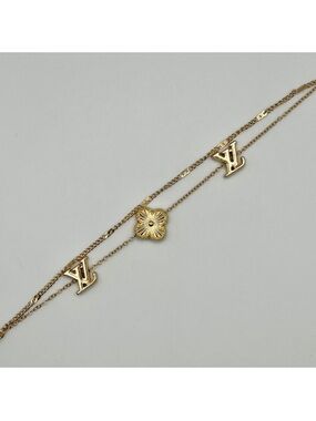 Trendy Gold Double Stranded Clover Charm Bracelet / BRAND NEW